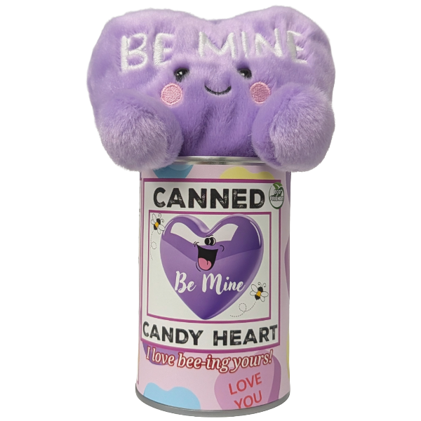 Canned Be Mine Candy Heart | Funny Jokes Valentine Plush: Foil Lid