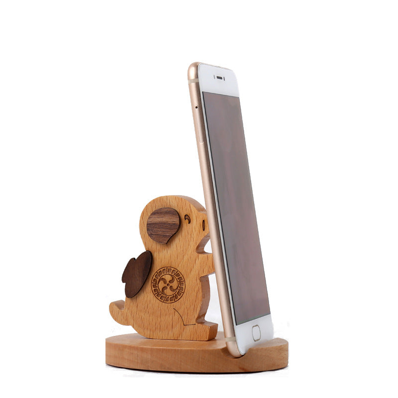 Creative  Mobile Phone Toma Back With Coin Beech Wood Lazy Phone Holder Custom Lettering