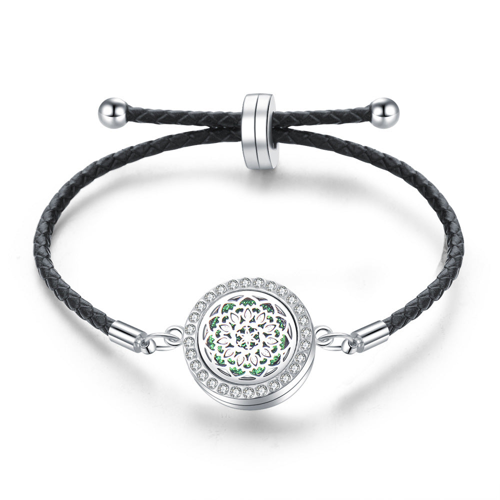 Openable Stainless Steel  Alloy Hollowed Out Tree Of Life Aroma Essential Oil Bracelet