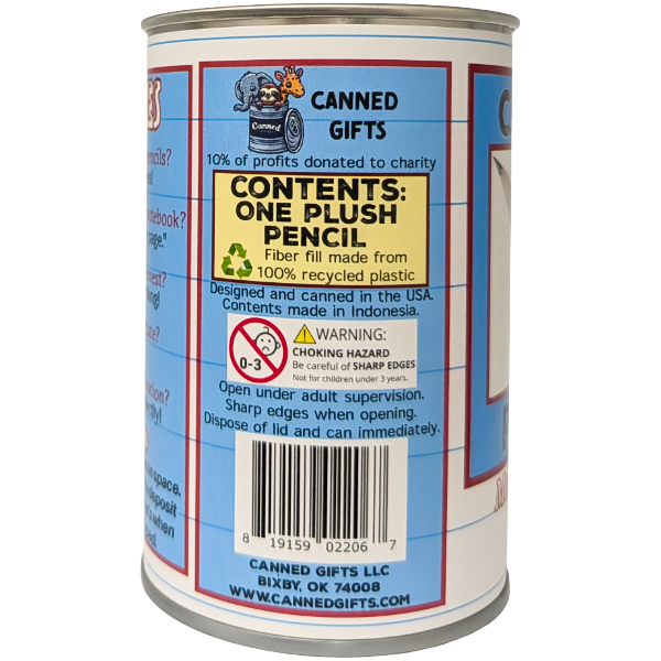 Canned Pencil - Teacher School Gift in a Can w/Funny Jokes: Foil Lid