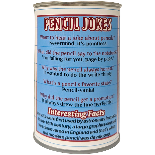 Canned Pencil - Teacher School Gift in a Can w/Funny Jokes: Foil Lid