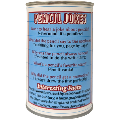 Canned Pencil - Teacher School Gift in a Can w/Funny Jokes: Foil Lid