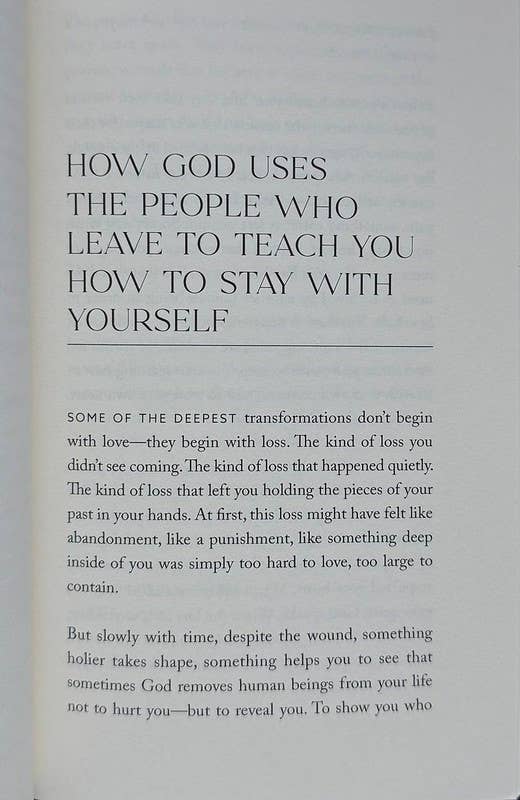 Text on a white background about God using loss to teach people self-strength.