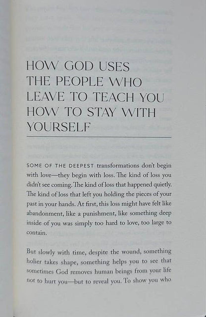 Text on a white background about God using loss to teach people self-strength.