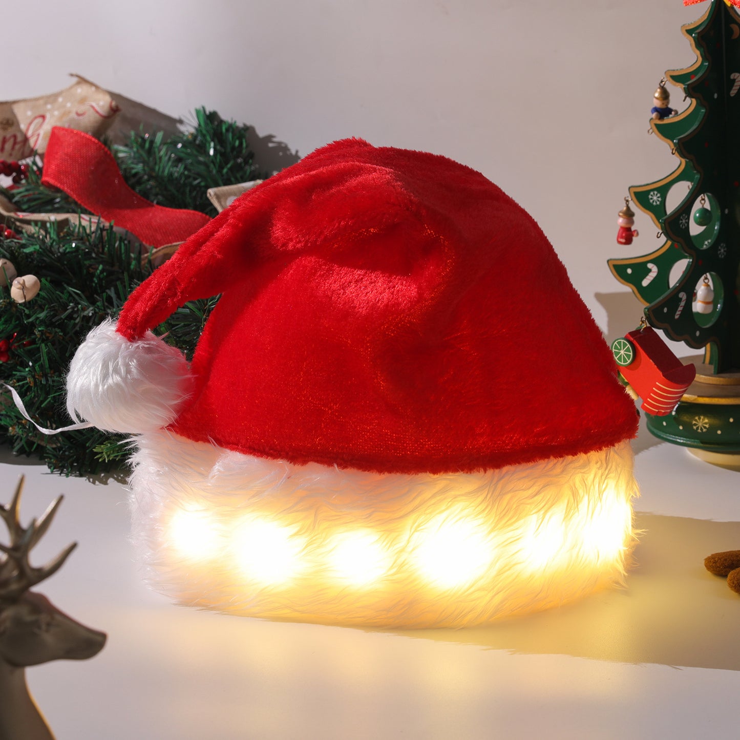 Decorative Plush Luminous Led Christmas Hat