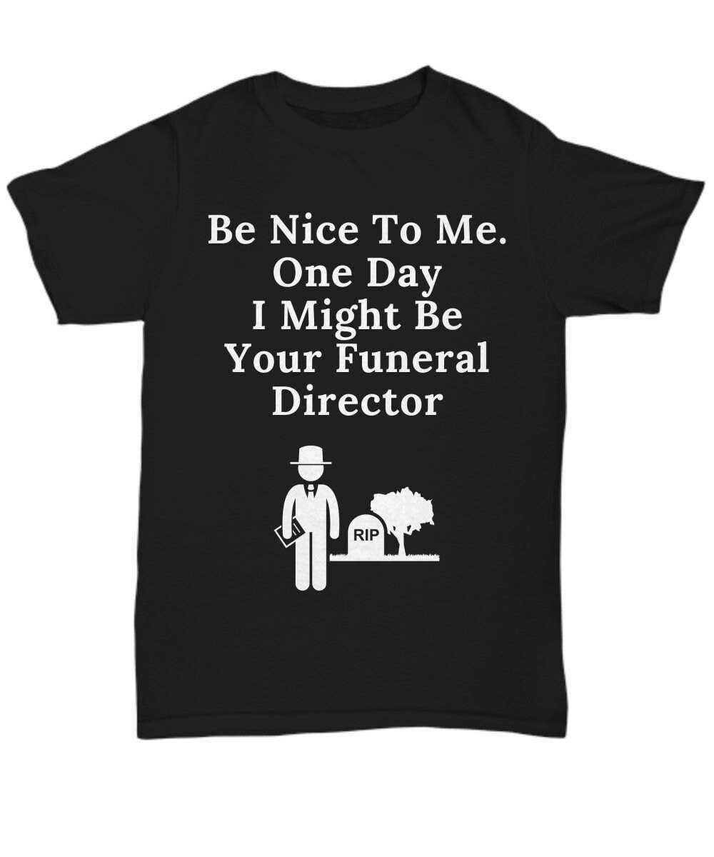 Black t-shirt with humorous text and graphic on a white background