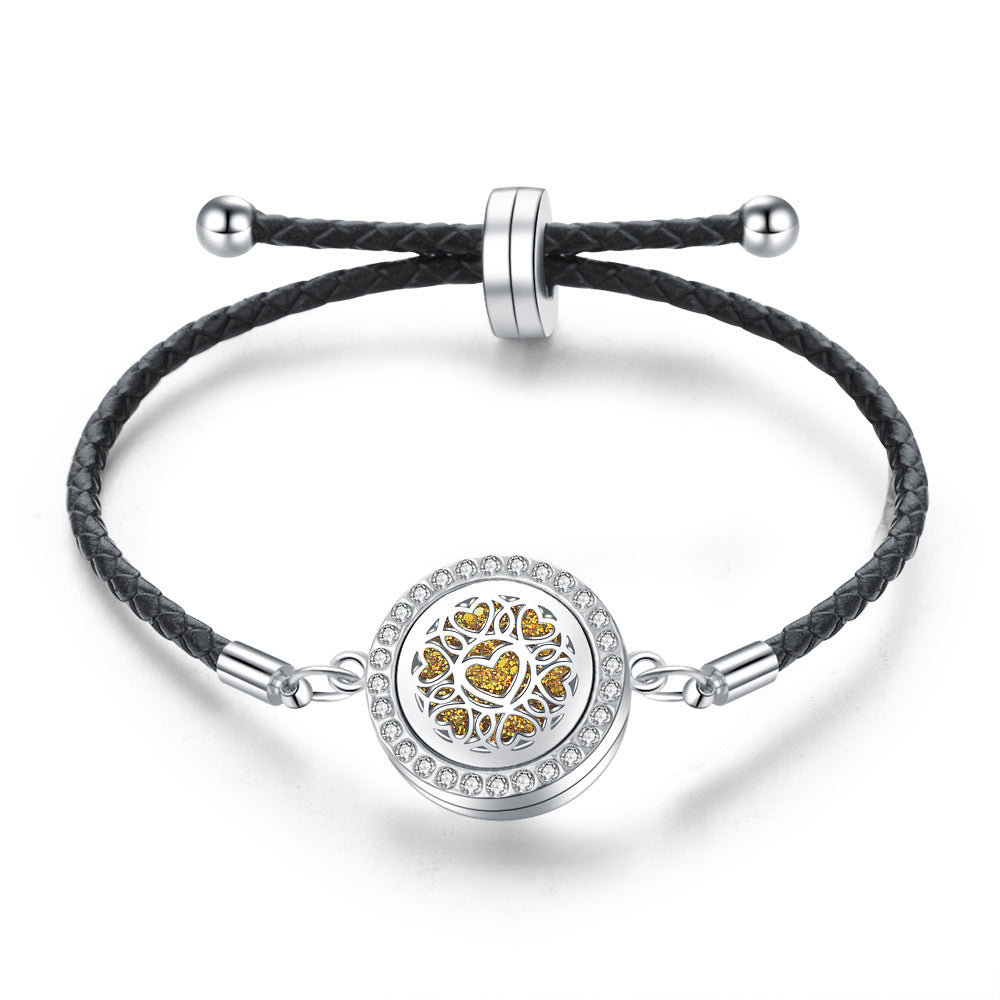 Openable Stainless Steel  Alloy Hollowed Out Tree Of Life Aroma Essential Oil Bracelet