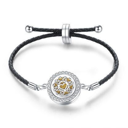 Openable Stainless Steel  Alloy Hollowed Out Tree Of Life Aroma Essential Oil Bracelet