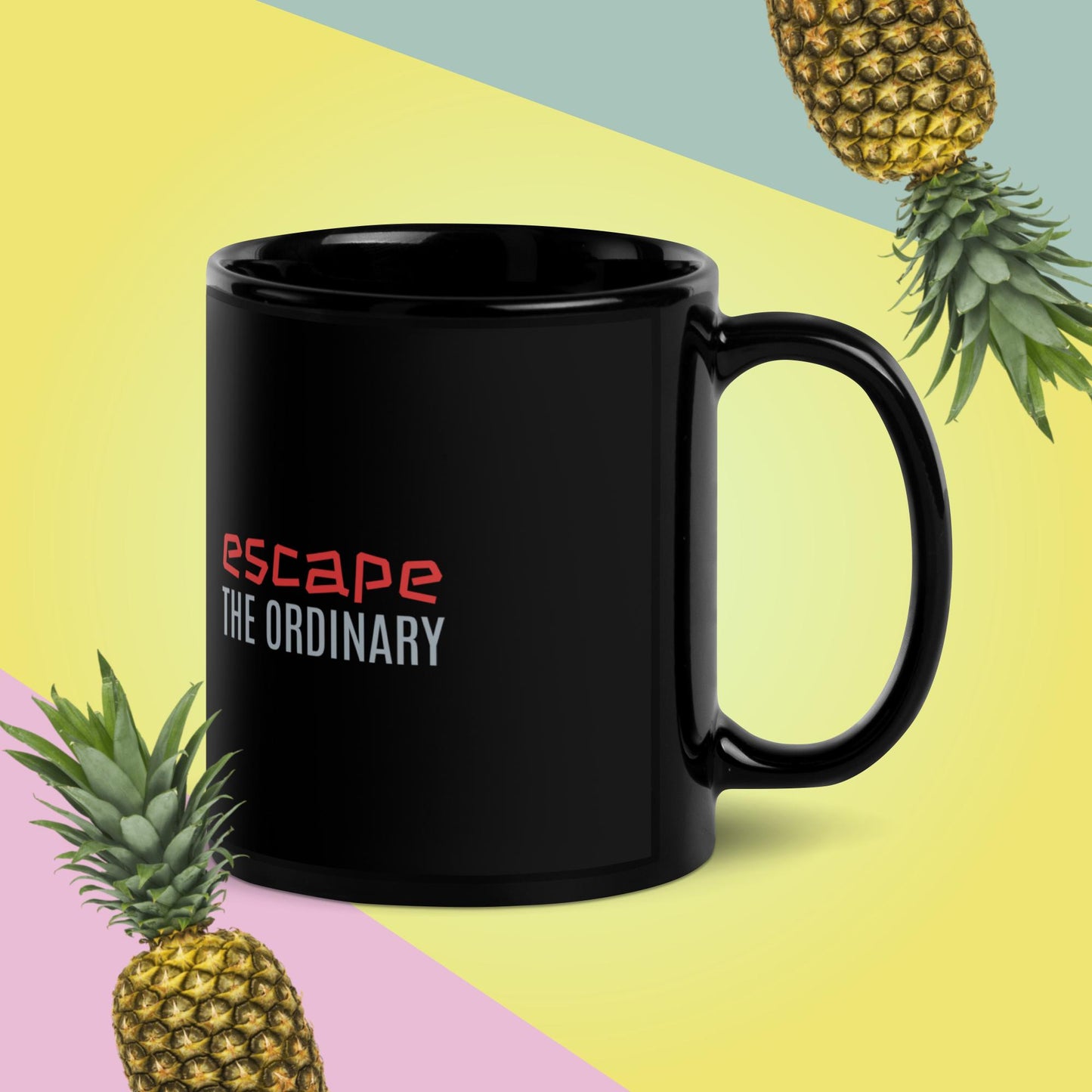 Black Escape the Ordinary Glossy Mug