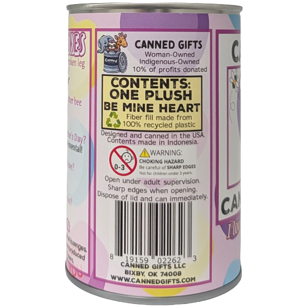 Canned Be Mine Candy Heart | Funny Jokes Valentine Plush: Foil Lid