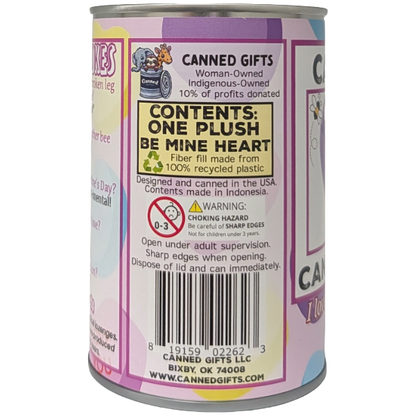 Canned Be Mine Candy Heart | Funny Jokes Valentine Plush: Foil Lid