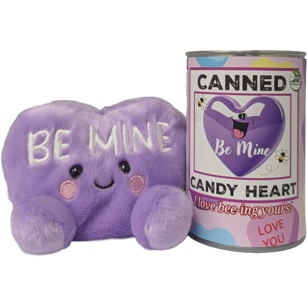 Canned Be Mine Candy Heart | Funny Jokes Valentine Plush: Foil Lid